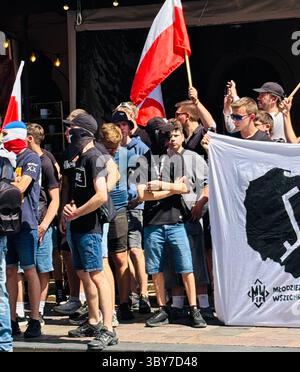 Eine rechtsextreme Anti-Einwanderungsdemonstration vor dem deutschen Konsulat in Krakau, Polen. Stockfoto
