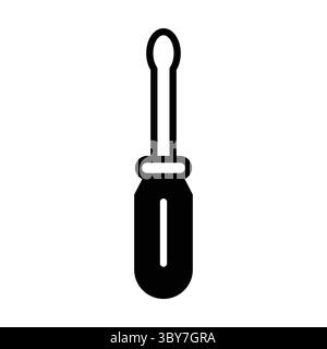 Dies ist ein sauberes schwarz-weißes Symbol für einen Schlitzschraubendreher. Ideal für Werkzeugillustrationen, Heimwerkerprojekte und Konstruktionen mit Reparaturthemen. Stock Vektor