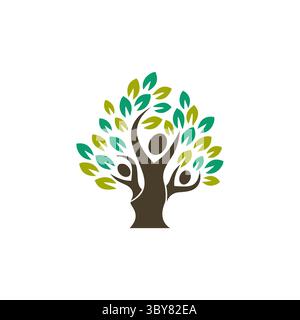 Familienbaum-Logo-Symbol, Familienbaum-Logo-Symbol-Vektor-Design-Illustration mit Elternkonzept Stock Vektor