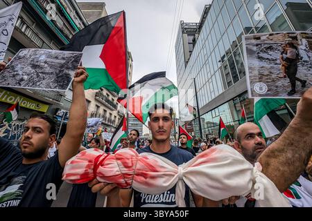 Mailand, Italien. Juli 2025. Corteo movimenti pro palestina di Milano da Piazzale Loreto - Mailand, 19 Luglio 2025 (Foto Claudio Furlan/Lapresse) Mailand pro-palästinensische Bewegungen marschieren von Piazzale Loreto - Mailand, 19. Juli 2025 (Foto Claudio Furlan/Lapresse) Credit: LaPresse/Alamy Live News Stockfoto