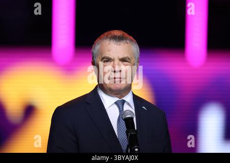 13. Februar 2022, Sankt Petersburg, Russland: Präsident des FC Zenit Alexander Medwedew spricht während der Preisverleihung des St. Petersburg Ladies Trophy 2022 Tennis Turniers WTA 500. (Foto: © Maksim Konstantinov/SOPA Bilder via ZUMA Press Wire) Stockfoto