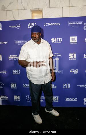 13. Februar 2022, Los Angeles, CA, USA: Shaquille O’Neal besucht am 12. Februar 2022 die Sports Illustrated Super Bowl Party im Century City Park in Los Angeles, Kalifornien. (Kreditbild: © imageSPACE via ZUMA Press Wire) Stockfoto