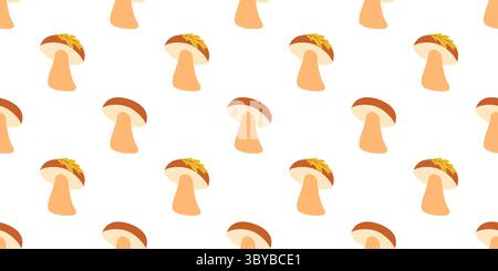 Saisonales Herbst-Muster mit Pilzen in flachem Stil. Handgezeichnete Herbstillustration für soziale Medien, Posts und Poster Stock Vektor