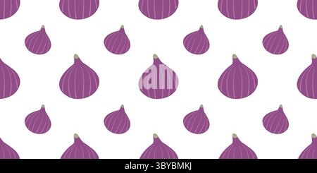 Nahtloses Muster im Herbst mit Feigen im flachen Stil. Handgezeichnete Vektorillustration für kreative Projekte, Textilien, soziale Medien Stock Vektor