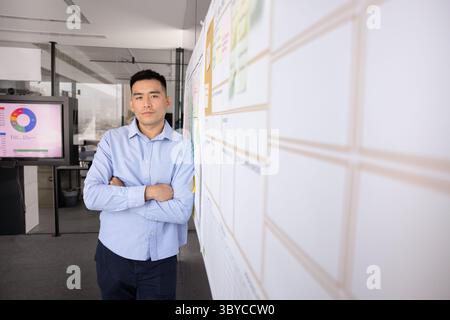 Firmenporträt eines jungen, selbstbewussten asiatischen Geschäftsmannes Stockfoto