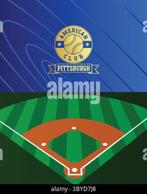City of Pittsburgh Stamp, American Baseball Green Field, Vektor-Illustration abstraktes bearbeitbares Bild, Social Media Post Stock Vektor