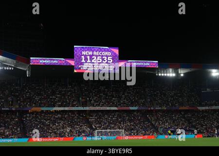 Basel, Bayern, Schweiz. Juli 2025. Neuer Rekord beim UEFA Womens Euro Game Frankreich gegen Deutschland am 19.07.2025 in Basel. (Kreditbild: © Michaela Merk/ZUMA Press Wire) NUR REDAKTIONELLE VERWENDUNG! Nicht für kommerzielle ZWECKE! Quelle: ZUMA Press, Inc./Alamy Live News Stockfoto