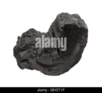 Ein Stück schwarze Kohle, isoliert auf Weiß Stockfoto