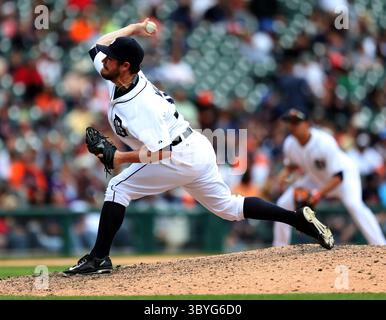 21. Mai 2015 - Detroit, MI, USA - die Alex Wilson-Plätze der Detroit Tigers während des 11. Inning gegen die Houston Astros am Donnerstag, 21. Mai 2015, im Comerica Park in Detroit. Die Tigers siegten mit 6:5, in 11 Innings. (Bild: © Kirthmon F. Dozier/Detroit Free Press via ZUMA Press Wire) Stockfoto