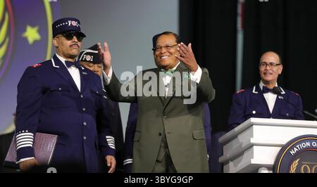 23. Februar 2020, Detroit, MI, USA: Der ehrenwerte Minister Louis Farrakhan traf am Sonntag, 23. Februar 2020, am Cobo/TCF-Zentrum in Detroit, mir, zu Tausenden von Mitgliedern der Nation of Islam ein (Foto: © Kirthmon F. Dozier/Detroit Free Press via ZUMA Press Wire) Stockfoto