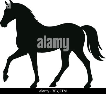 Schwarz-weiße Silhouette-Illustration eines aufgezogenen Pferdes Stock Vektor