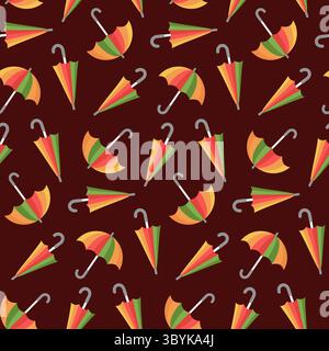 Nahtloses Herbstmuster mit farbenfrohen Regenschirmen, perfekt für saisonale Designs. Stock Vektor