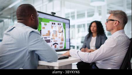 Virtual Interior Designer umgestaltet Grundrisse von Immobilien mit CAD. Stockfoto