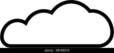 Eine minimalistische schwarze Umrandung einer flauschigen Cumulus-Wolke vor weißem Hintergrund. Klares und einfaches Design. Stock Vektor