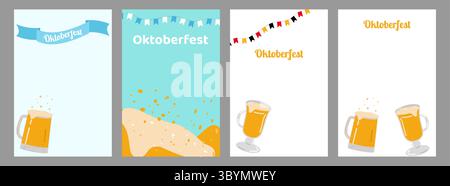 Oktoberfest Bierfest Party Set Poster Layout. Bier Toast Tassen Glas. Für Werbeanzeigen in Kneipen und sozialen Medien. Vektorabbildung. Stock Vektor