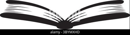 Ein Logo für die Bibliothek mit einem Buch Silhouette Vektor-Kunst Illustration mit weißem Hintergrund Stock Vektor