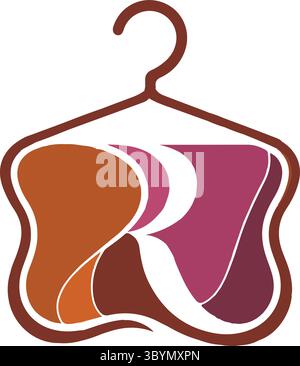 Ein Logo für eine benutzerdefinierte Kleidung und Kleidungsmarke Silhouette Vektor Kunst Illustration mit weißem Hintergrund Stock Vektor