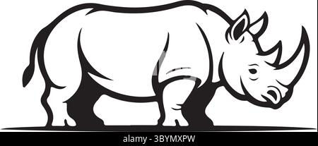 Ein Logo-Design einer Rhinozeros Silhouette Vektor Kunst Illustration mit weißem Hintergrund Stock Vektor