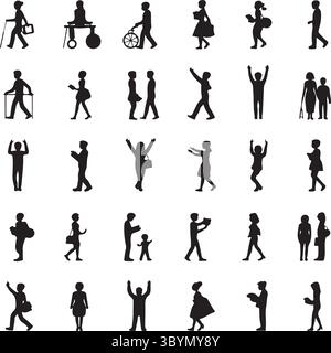 Personen und Bevölkerung Symbol gesetzt Stock Vektor