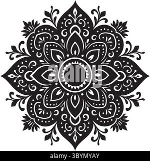 Einzigartige Illustration der Mandala-Silhouette Stock Vektor