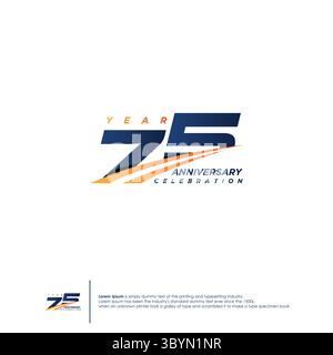 Logotypendesign zum 75-jährigen Jubiläum flache Designvorlage. Vektorabbildung Stock Vektor