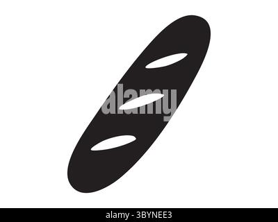 Schwarze Silhouette des langen Baguettes isoliert auf weißem Hintergrund, grafische Illustration. Konzept von Bäckerei, Brot, Backwaren, französische Küche, Café, des Stock Vektor