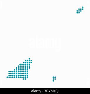 Gepunktete Guernsey-Karte. Digitale Landkarte des Landes auf weißem Hintergrund. Guernsey-Form mit kreisförmigen Punkten. Farbige Punkte. Große Kreise. Stock Vektor
