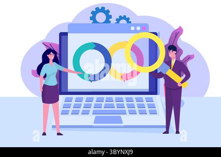 DevOps-Konzept. Anwendungsentwicklung, Erstellung. API-Prototyping, Programmierung und Testen. Vektorabbildung Stock Vektor