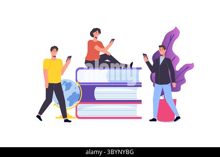 Fernunterricht, Online-Unterricht, Konzepte für Video-Tutorials. Vektorillustration für Website-Banner Stock Vektor