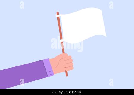 Die weiße Fahne halten, Kapitulation im Wettbewerbskonzept. Vektorabbildung. Stock Vektor