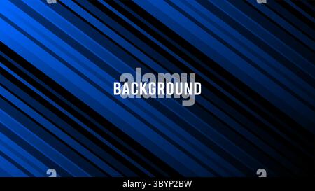 Schwarzer abstrakter Hintergrund mit dünnen blauen Streifen, Überlagerungsmuster, futuristisches Design. Vektorabbildung Stock Vektor