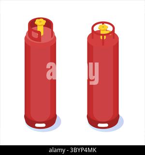 Isometrisches Symbol für komprimiertes Gas, Behälter-Ballonspeicher. Vektorabbildung Stock Vektor