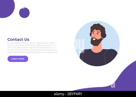 Landing-Page-Vorlage für Kontakt. Vektorabbildung. Stock Vektor