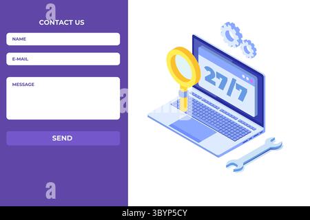 Landing-Page-Vorlage für Kontakt. Vektorabbildung. Stock Vektor