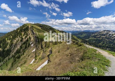 Bergtour über die Brunnenauscharte zum Hochgrat auf der Nagelfluhkette im Allgau Stockfoto