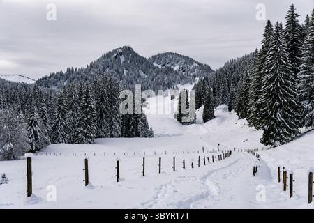 Anspruchsvolle Schneeschuhtour zum Tennenmooskopf auf der Nagelfluhkette in den Allgauer Alpen Stockfoto