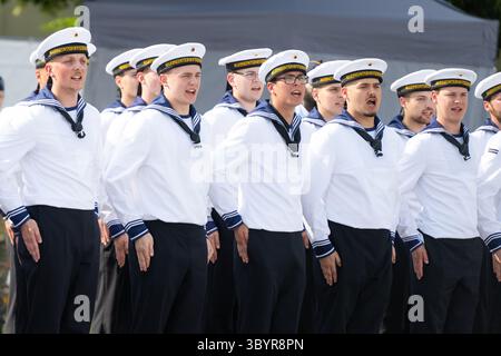 Berlin, Deutschland. Juli 2025. Rekruten legen ihr Gelübde im Rahmen der Gedenkfeier der Bundesregierung vom 20. Juli 1944 ab, dem Jahrestag des deutschen Widerstands. Quelle: Christophe Gateau/dpa/Alamy Live News Stockfoto