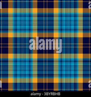Bild kariertes Texturgewebe, Grafik Vektor Tartan Hintergrund. Nahtloses Karomuster aus Folk-Textil in Zyan- und Blautönen. Stock Vektor