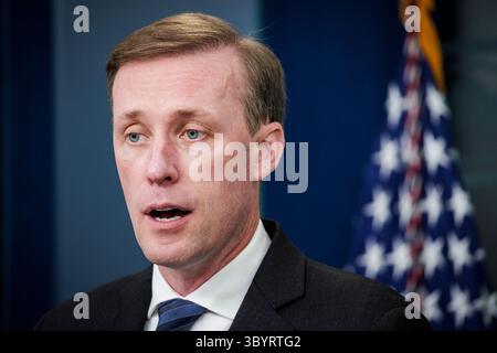 5. September 2023, Washington, DC, Vereinigte Staaten: Washington (USA), 05.09.2023.- nationaler Sicherheitsberater Jake Sullivan spricht während des täglichen Pressebriefings im Weißen Haus in Washington, D.C., USA, 5. September 2023. (Bild: © Samuel Corum/POOL via ZUMA Press Wire) Stockfoto