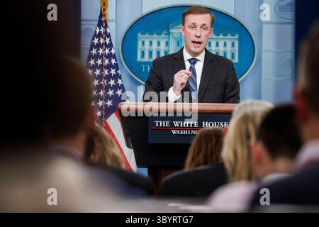 5. September 2023, Washington, DC, Vereinigte Staaten: Washington (USA), 05.09.2023.- nationaler Sicherheitsberater Jake Sullivan spricht während des täglichen Pressebriefings im Weißen Haus in Washington, D.C., USA, 5. September 2023. (Bild: © Samuel Corum/POOL via ZUMA Press Wire) Stockfoto