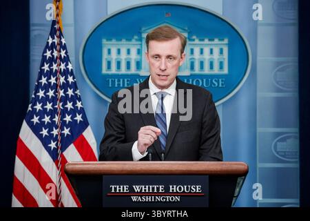 5. September 2023, Washington, DC, Vereinigte Staaten: Washington (USA), 05.09.2023.- nationaler Sicherheitsberater Jake Sullivan spricht während des täglichen Pressebriefings im Weißen Haus in Washington, D.C., USA, 5. September 2023. (Bild: © Samuel Corum/POOL via ZUMA Press Wire) Stockfoto