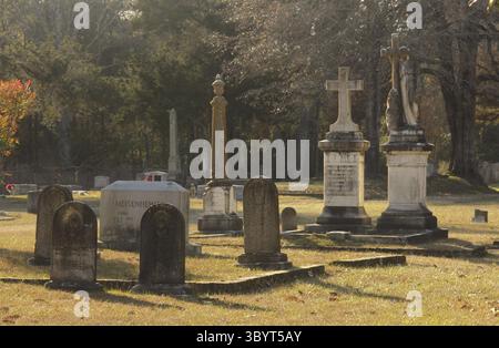 Jefferson TX - 8. Januar 2025: Historischer Oakwood Cemetery in Jefferson, Texas Stockfoto