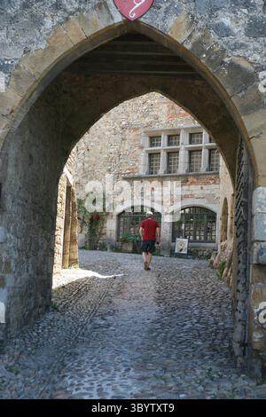 Mittelalterliche Pérouges, Ain, Auvergne-Rhône-Alpes Frankreich. Stockfoto
