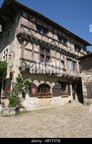 Mittelalterliche Pérouges, Ain, Auvergne-Rhône-Alpes Frankreich. Stockfoto
