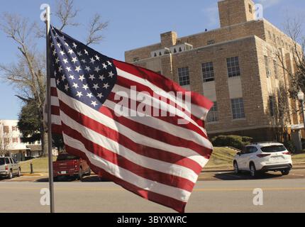 Rusk TX - 15. Januar 2025: Cherokee County Courthouse in Downtown Rusk Texas Stockfoto