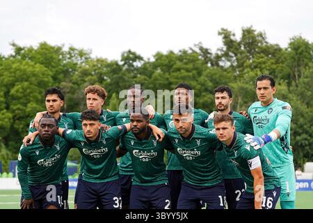Toronto, Kanada. Juli 2025. Das York United Team startete während des Spiels der kanadischen Premier League zwischen Vancouver FC und York United im York Lions Stadium. Am 19. Juli 2025 in Toronto, Kanada. (Foto: Leonardo Ramirez/Eyepix Group/SIPA USA) Credit: SIPA USA/Alamy Live News Stockfoto