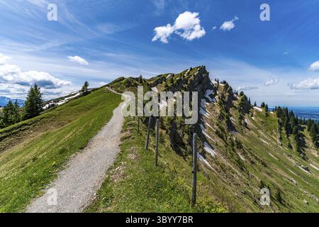 Bergtour über die Brunnenauscharte zum Hochgrat auf der Nagelfluhkette im Allgau Stockfoto