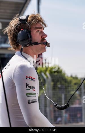 Toronto, ON, USA. Juli 2025. Der Fahrer DER NTT INDYCAR-SERIE LOUIS FOSTER (45) (R) (eng) aus Odiham, England, qualifiziert sich für den Ontario Honda Dealers Indy Toronto am Exhibition Place in TORONTO, ON. (Kreditbild: © Walter G. Arce Sr./ASP via ZUMA Press Wire) NUR REDAKTIONELLE VERWENDUNG! Nicht für kommerzielle ZWECKE! Stockfoto