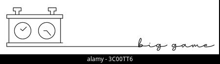 Schachuhr, großes Spiel, Wettbewerb oder Konfrontation Konzept ein-zeiliges Symbol mit Bildunterschrift. Zeichnungsstil für durchgehende Linien. Fußzeile, Kopfzeile. Vektorillustra Stock Vektor