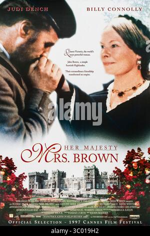 Mrs Brown (1997) unter der Regie von John Madden mit Judi Dench, Billy Connolly und Geoffrey Palmer in den Hauptrollen. Nach dem Tod von Prinz Albert findet Königin Victoria Trost in der Gesellschaft eines schottischen Dieners und löst Kontroversen und tiefe emotionale Bindungen in diesem gefeierten historischen Drama aus. Foto eines Original-Posters aus dem Jahr 1997 (USA), das NUR FÜR REDAKTIONELLE ZWECKE VERWENDET WIRD. Quelle: BFA / Miramax Films Stockfoto